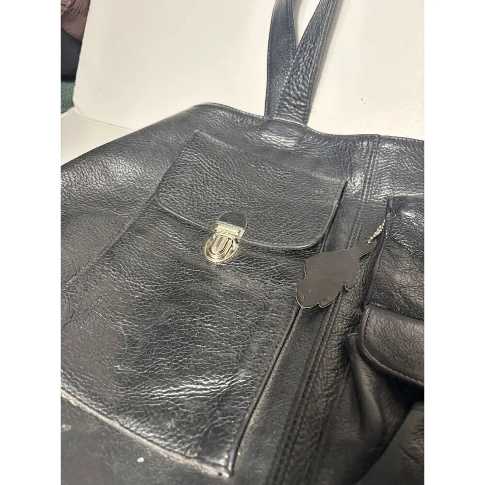 Roots Vintage Leather Purse Bag Shoulder Tote Quality Pockets Handbag Beaver